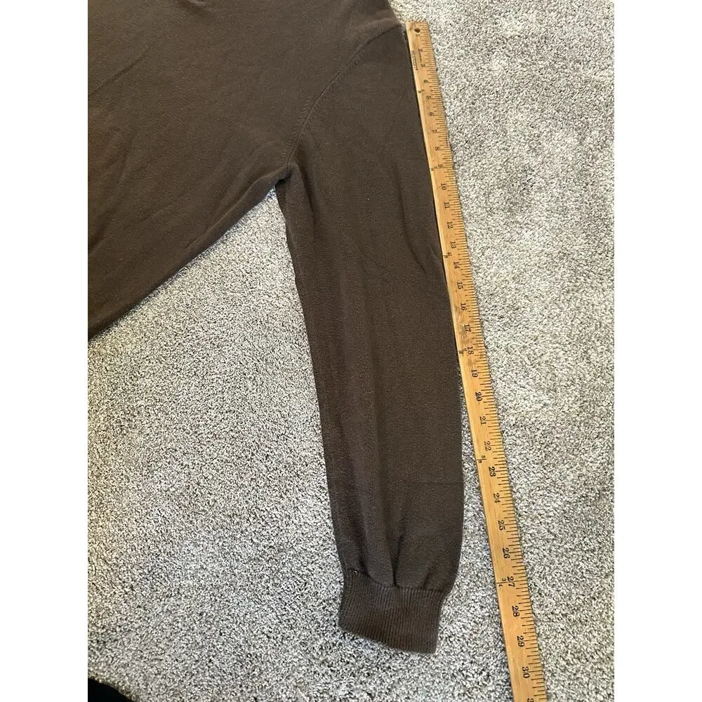 Mens Eddie Bauer Quarter Zip Cotton & Cashmere Sweater Brown Pullover XL TALL - Picture 5 of 11